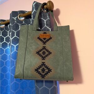 Wrangler stone blue and Black Geometric Canvas Tote